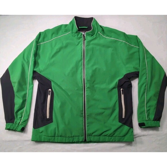 Footjoy FJ Rain Jacket Men’s Large Green Dryjoys Tour Collection Windbreaker EUC